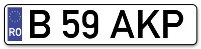 Placuta inmatriculare numar auto  B-59-AKP, B 59 AKP, B59AKP