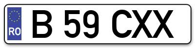 Placuta inmatriculare numar auto  B-59-CXX, B 59 CXX, B59CXX