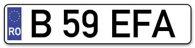Placuta inmatriculare numar auto  B-59-EFA, B 59 EFA, B59EFA