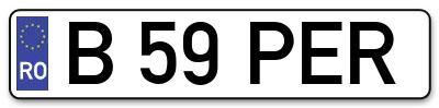Placuta inmatriculare numar auto  B-59-PER, B 59 PER, B59PER