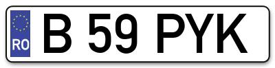 Placuta inmatriculare numar auto  B-59-PYK, B 59 PYK, B59PYK