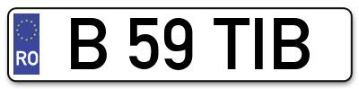 Placuta inmatriculare numar auto  B-59-TIB, B 59 TIB, B59TIB