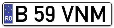 Placuta inmatriculare numar auto  B-59-VNM, B 59 VNM, B59VNM