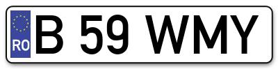 Placuta inmatriculare numar auto  B-59-WMY, B 59 WMY, B59WMY