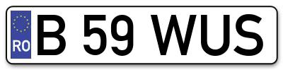 Placuta inmatriculare numar auto  B-59-WUS, B 59 WUS, B59WUS