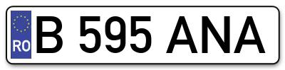Placuta inmatriculare numar auto  B-595-ANA, B 595 ANA, B595ANA