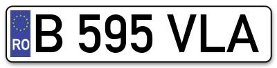 Placuta inmatriculare numar auto  B-595-VLA, B 595 VLA, B595VLA