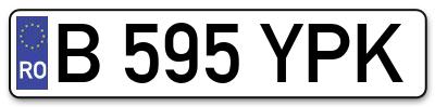 Placuta inmatriculare numar auto  B-595-YPK, B 595 YPK, B595YPK