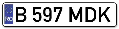 Placuta inmatriculare numar auto  B-597-MDK, B 597 MDK, B597MDK
