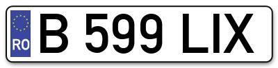 Placuta inmatriculare numar auto  B-599-LIX, B 599 LIX, B599LIX