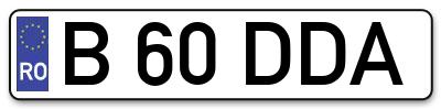 Placuta inmatriculare numar auto  B-60-DDA, B 60 DDA, B60DDA