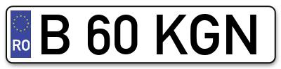 Placuta inmatriculare numar auto  B-60-KGN, B 60 KGN, B60KGN