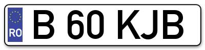Placuta inmatriculare numar auto  B-60-KJB, B 60 KJB, B60KJB