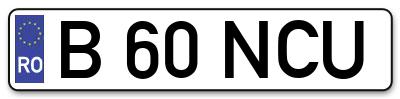 Placuta inmatriculare numar auto  B-60-NCU, B 60 NCU, B60NCU