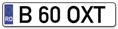 Placuta inmatriculare numar auto  B-60-OXT, B 60 OXT, B60OXT