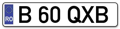 Placuta inmatriculare numar auto  B-60-QXB, B 60 QXB, B60QXB
