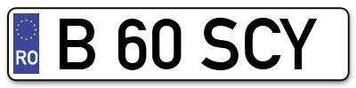 Placuta inmatriculare numar auto  B-60-SCY, B 60 SCY, B60SCY