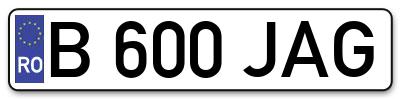 Placuta inmatriculare numar auto  B-600-JAG, B 600 JAG, B600JAG