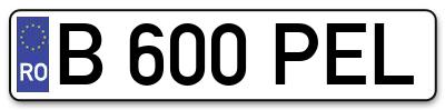 Placuta inmatriculare numar auto  B-600-PEL, B 600 PEL, B600PEL