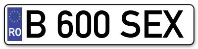Placuta inmatriculare numar auto  B-600-SEX, B 600 SEX, B600SEX