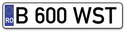 Placuta inmatriculare numar auto  B-600-WST, B 600 WST, B600WST
