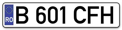 Placuta inmatriculare numar auto  B-601-CFH, B 601 CFH, B601CFH