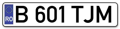 Placuta inmatriculare numar auto  B-601-TJM, B 601 TJM, B601TJM