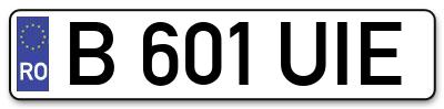 Placuta inmatriculare numar auto  B-601-UIE, B 601 UIE, B601UIE