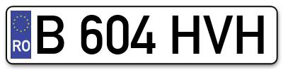 Placuta inmatriculare numar auto  B-604-HVH, B 604 HVH, B604HVH