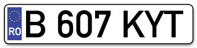 Placuta inmatriculare numar auto  B-607-KYT, B 607 KYT, B607KYT