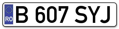Placuta inmatriculare numar auto  B-607-SYJ, B 607 SYJ, B607SYJ