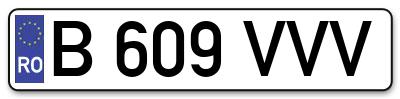 Placuta inmatriculare numar auto  B-609-VVV, B 609 VVV, B609VVV