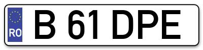 Placuta inmatriculare numar auto  B-61-DPE, B 61 DPE, B61DPE