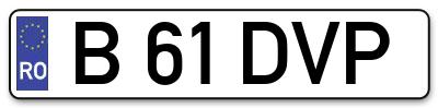 Placuta inmatriculare numar auto  B-61-DVP, B 61 DVP, B61DVP
