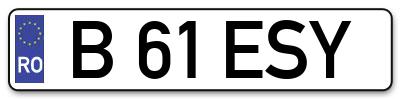 Placuta inmatriculare numar auto  B-61-ESY, B 61 ESY, B61ESY