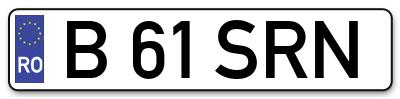 Placuta inmatriculare numar auto  B-61-SRN, B 61 SRN, B61SRN