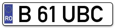Placuta inmatriculare numar auto  B-61-UBC, B 61 UBC, B61UBC