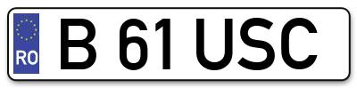 Placuta inmatriculare numar auto  B-61-USC, B 61 USC, B61USC
