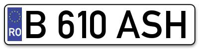 Placuta inmatriculare numar auto  B-610-ASH, B 610 ASH, B610ASH