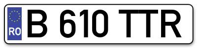 Placuta inmatriculare numar auto  B-610-TTR, B 610 TTR, B610TTR