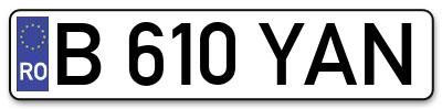 Placuta inmatriculare numar auto  B-610-YAN, B 610 YAN, B610YAN