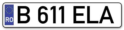 Placuta inmatriculare numar auto  B-611-ELA, B 611 ELA, B611ELA