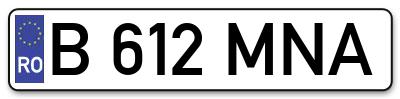 Placuta inmatriculare numar auto  B-612-MNA, B 612 MNA, B612MNA