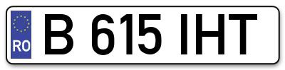 Placuta inmatriculare numar auto  B-615-IHT, B 615 IHT, B615IHT
