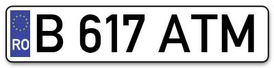 Placuta inmatriculare numar auto  B-617-ATM, B 617 ATM, B617ATM