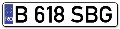 Placuta inmatriculare numar auto  B-618-SBG, B 618 SBG, B618SBG
