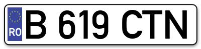 Placuta inmatriculare numar auto  B-619-CTN, B 619 CTN, B619CTN