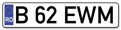 Placuta inmatriculare numar auto  B-62-EWM, B 62 EWM, B62EWM