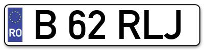 Placuta inmatriculare numar auto  B-62-RLJ, B 62 RLJ, B62RLJ