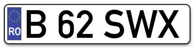 Placuta inmatriculare numar auto  B-62-SWX, B 62 SWX, B62SWX